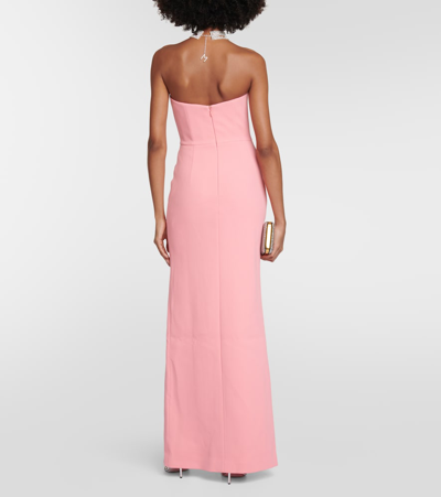 Shop Rebecca Vallance Brittany Bow Embellished Crêpe Gown In Pink