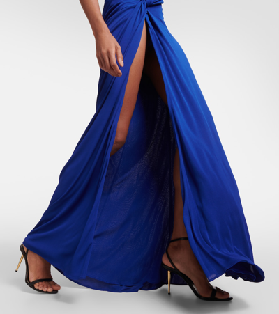 Shop Tom Ford One-shoulder Jersey Gown In Blue