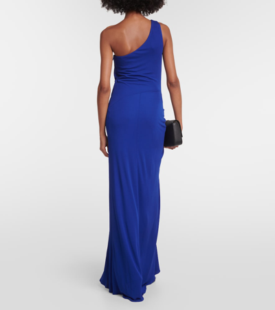 Shop Tom Ford One-shoulder Jersey Gown In Blue