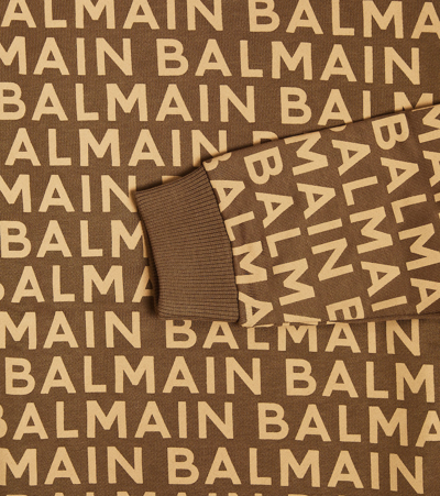 Balmain Logo-print Cotton Sweatshirt In Brown