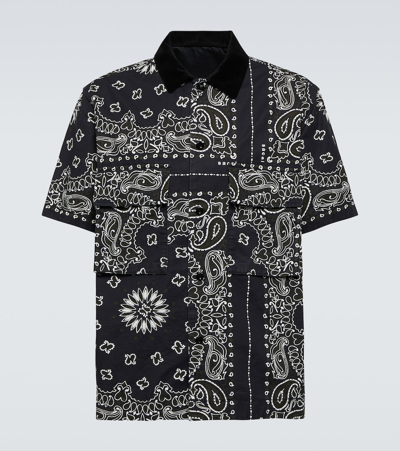 Shop Sacai Bandana Cotton Shirt In Black