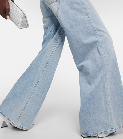 Area Crystal-embellished Cutout High-rise Wide-leg Jeans In Light Blue