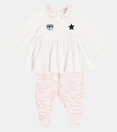 Shop Monnalisa X Chiara Ferragni Baby Eyestar Cotton Top And Pants Set In Multicoloured