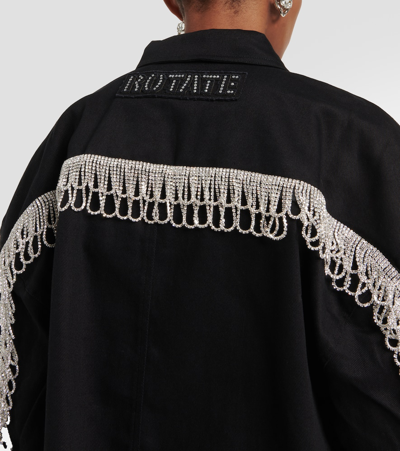 Rotate Birger Christensen Rotate Overshirt With Crystal Fringes In Black