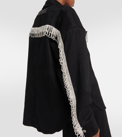 Rotate Birger Christensen Rotate Overshirt With Crystal Fringes In Black