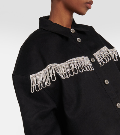 Shop Rotate Birger Christensen Embellished Oversized Denim Jacket In Black