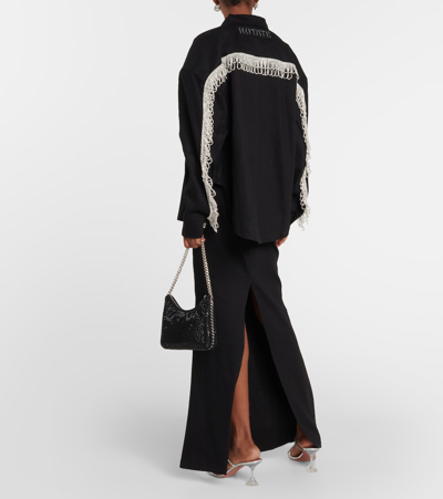 Shop Rotate Birger Christensen Embellished Oversized Denim Jacket In Black