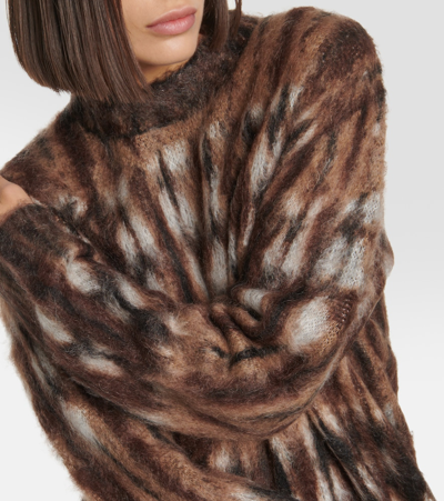 Shop Acne Studios Jacquard Wool-blend Sweater In Brown