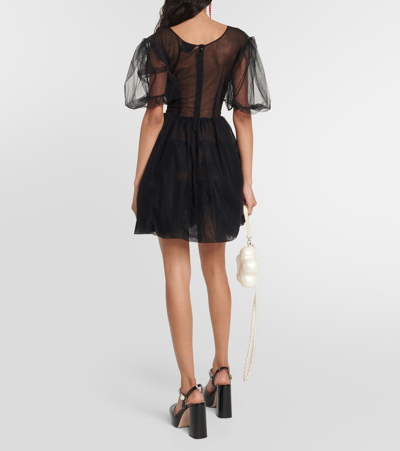 Shop Simone Rocha Embellished Tulle Minidress In Black