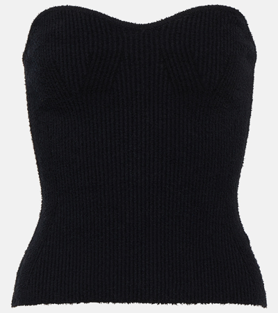 Shop Wardrobe.nyc Ribbed-knit Cotton-blend Top In Black
