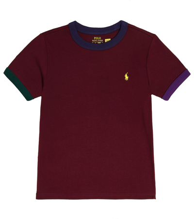 Shop Polo Ralph Lauren Embroidered Cotton Jersey T-shirt In Red