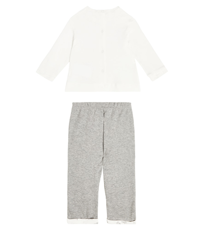 Shop Monnalisa Baby Cotton Top And Pants Set In Neutrals