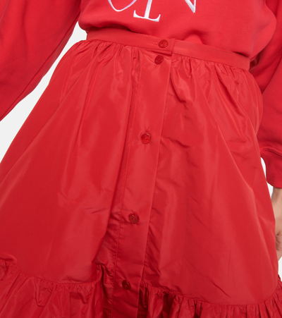 Shop Patou Pleated Faille Midi Skirt In Red