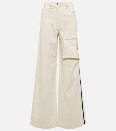 Shop Peter Do Distressed High-rise Wide-leg Jeans In White