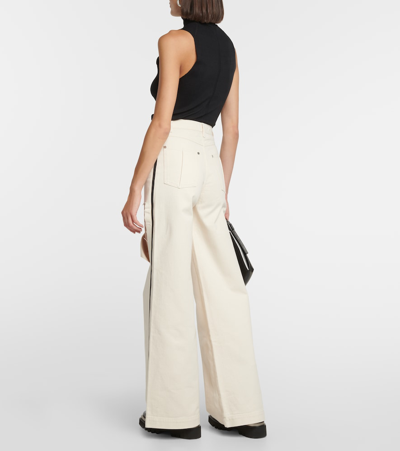 Shop Peter Do Distressed High-rise Wide-leg Jeans In White