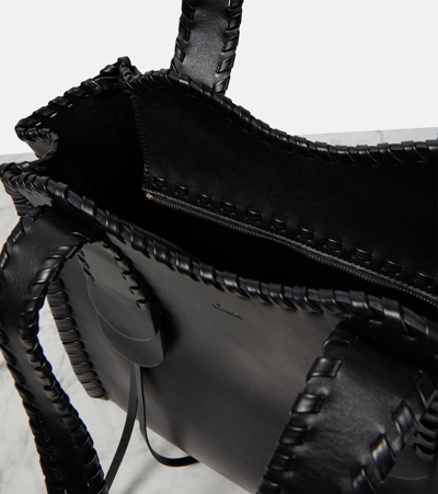 Shop Chloé Mony Medium Leather Tote Bag In Black