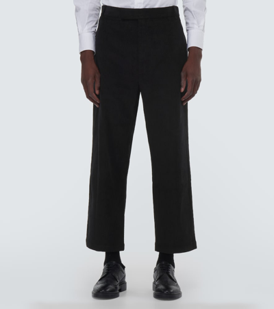 Shop Thom Browne Mid-rise Corduroy Straight Pants In Black