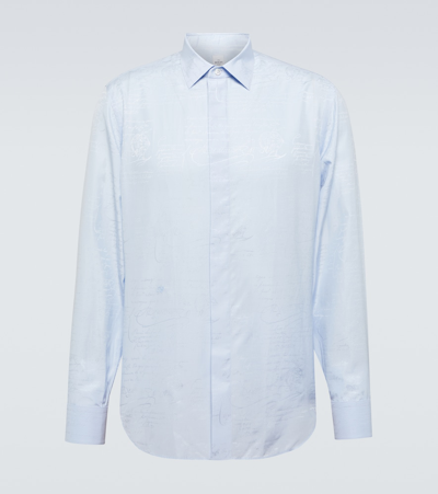 Shop Berluti Scritto Andy Silk And Cotton Shirt In Blue