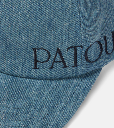 Shop Patou Logo Denim Baseball Cap In Blue