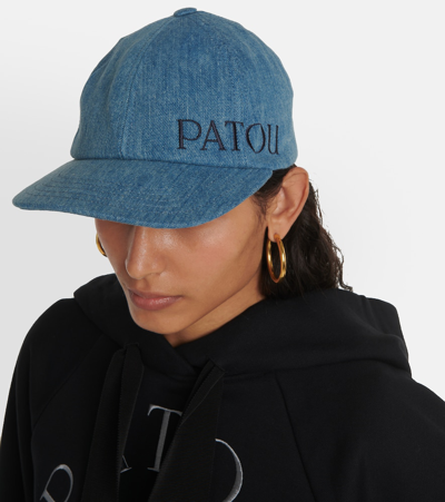 Shop Patou Logo Denim Baseball Cap In Blue