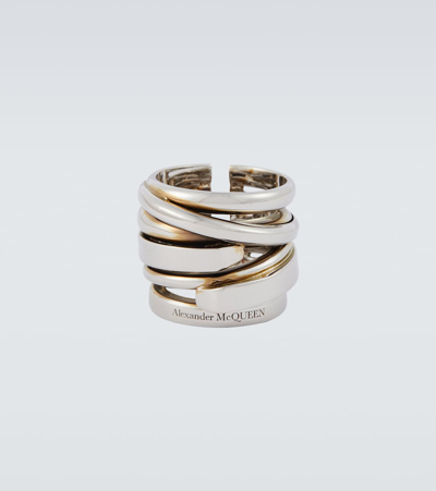 Shop Alexander Mcqueen Accumulation Ring In Silver