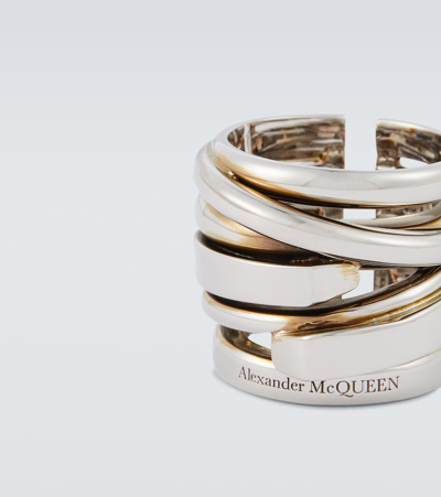 Shop Alexander Mcqueen Accumulation Ring In Silver