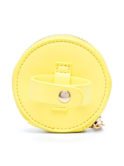 Shop Monnalisa Bow-detail Leather Wrist Bag In Yellow