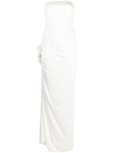 Shop Magda Butrym Floral-appliqué Maxi Dress In White
