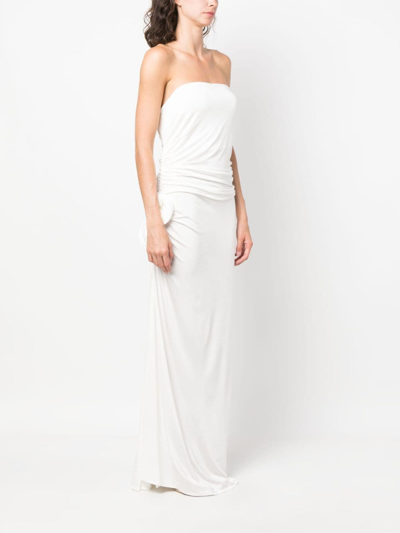Shop Magda Butrym Floral-appliqué Maxi Dress In White