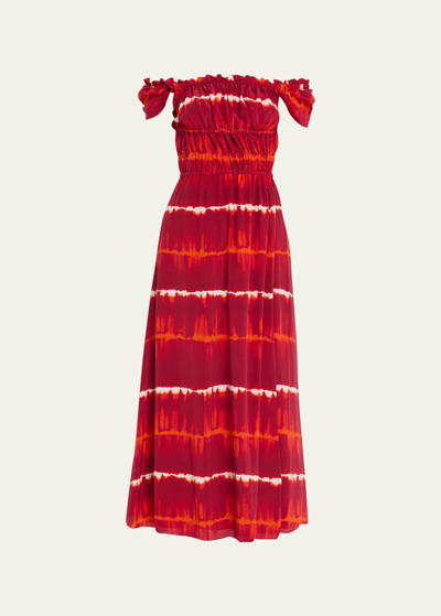 Shop Altuzarra Lily Tie-dye Off-shoulder Midi Dress In Syrah Gradient Sh