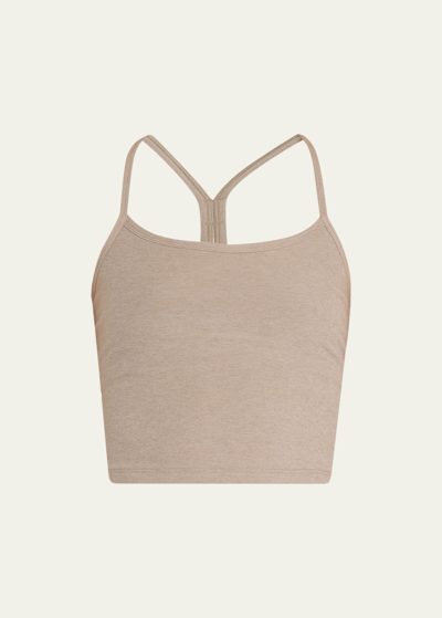 Shop Beyond Yoga Space-dye Slim Racerback Cropped Tank In Birch Heather