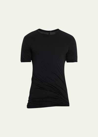 Shop Rick Owens Men's Cotton Double-layer T-shirt In Black