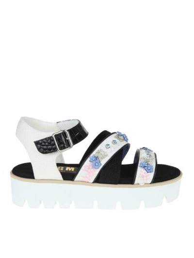Shop Msgm Criss Criss Wedge In White/black