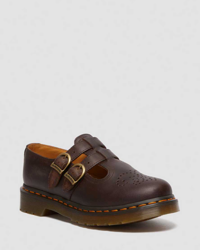 Dr. Martens' Brown 8065 Crazy Horse Leather Mary Jane Loafers In Braun