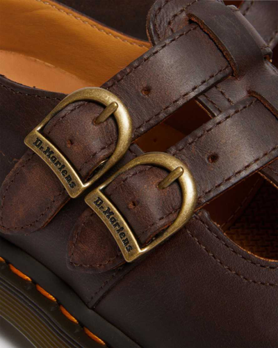 Dr. Martens' Brown 8065 Crazy Horse Leather Mary Jane Loafers In Braun