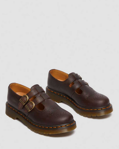 Dr. Martens' Brown 8065 Crazy Horse Leather Mary Jane Loafers In Braun