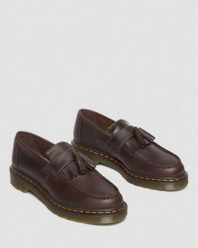 Dr. Martens' Adrian Crazy Horse Leather Tassel Loafers In Braun
