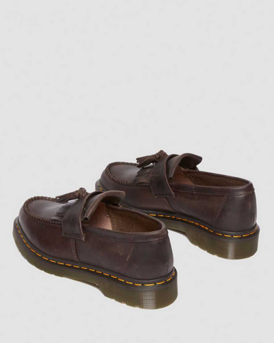 Dr. Martens' Adrian Crazy Horse Leather Tassel Loafers In Braun