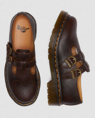 Dr. Martens' Brown 8065 Crazy Horse Leather Mary Jane Loafers In Braun