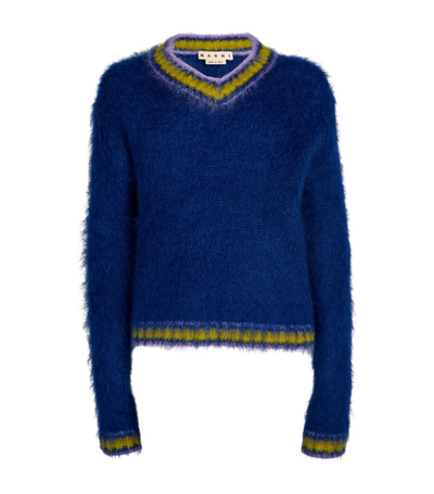 Shop Marni Mohair-blend Sweater In Blue