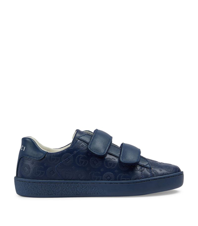 Shop Gucci Kids Leather Ace Sneakers In Blue