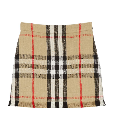 Shop Burberry Bouclé Check Mini Skirt In Neutrals