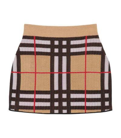 Shop Burberry Cotton-blend Check Mini Skirt In Neutrals