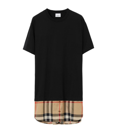 Shop Burberry House Check-panel T-shirt In Black