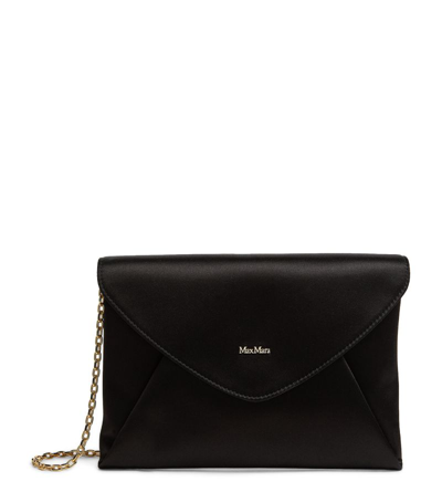 Shop Max Mara Satin Envelope Clutch Bag In Black