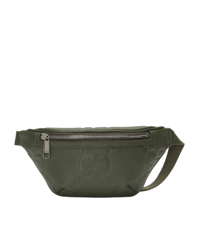 Shop Gucci Leather Gg Belt Bag In Green