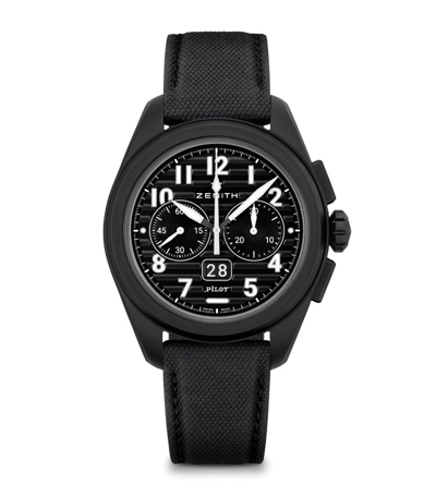 Shop Zenith Ceramic Pilot Automatic Watch 42.5mm In Black
