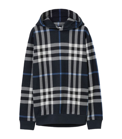 Shop Burberry Cotton Check Hoodie In Black