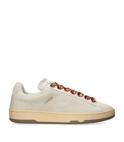Shop Lanvin Suede Lite Curb Sneakers In White