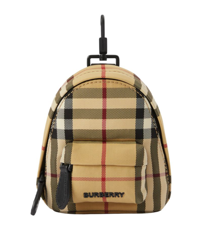 Shop Burberry Check Backpack Charm In Neutrals